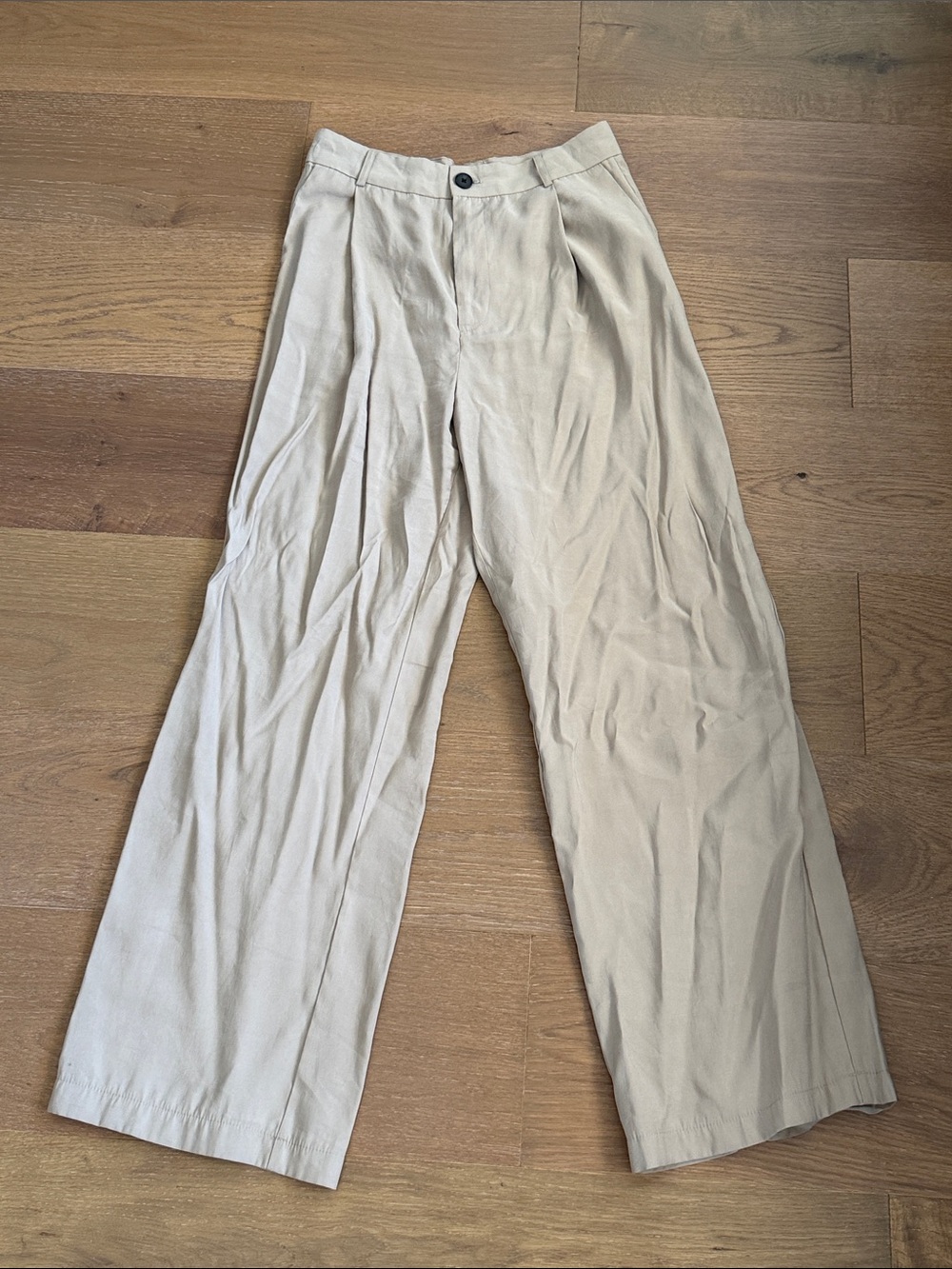 Zara Wide-Leg Trousers in Light Beige